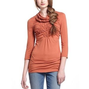 Anthropologie Sz M Puckered Placket Turtleneck EUC